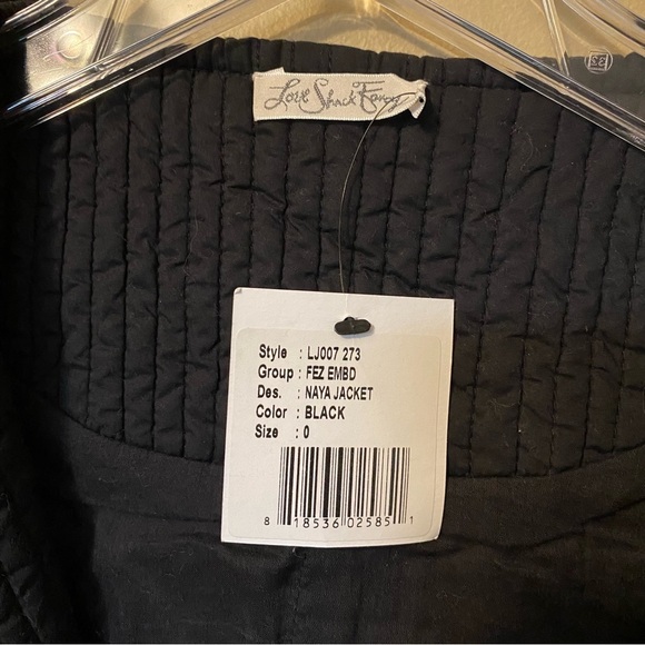 NWT LoveShackFancy Naya Jacket Quilted Embroidered Beaded Black Women's Size 0 - Picture 4 of 11